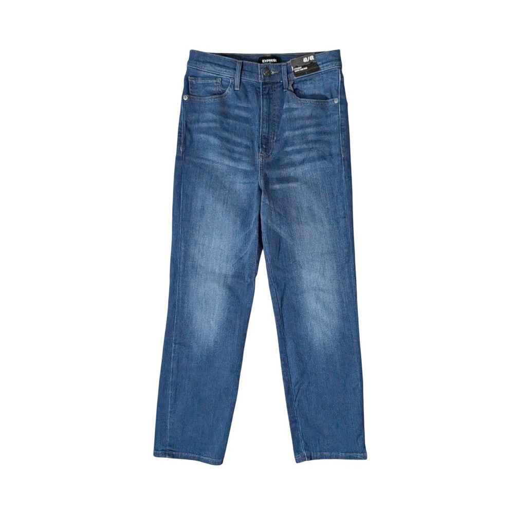 Express Straight Super High Rise Jeans Medium Wash Denim Minimalist 4R NWT
